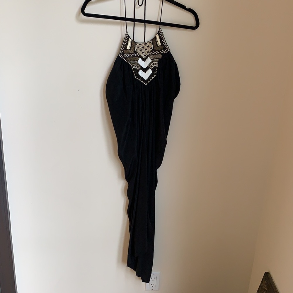 All Saints Black Halter Beaded Silk Dress - Picture 6 of 12